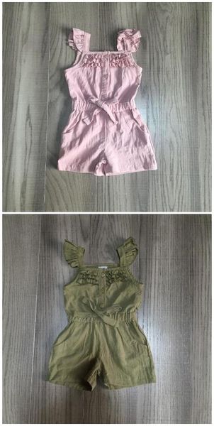 

baby girls solid color romper girls summer green/pink romper, White