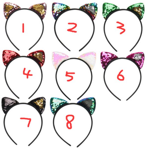 

by dhl or ems 500pcs girls reversible mermaid sequins cat ears headbands flip women diy hairbands hair accessories new, Brown