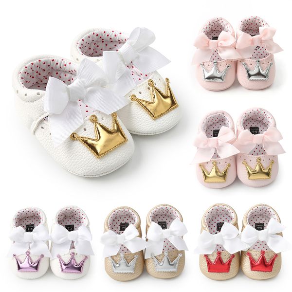 

2019 brabd new newborn infant baby girl crown bowknot lace princess shoes soft sole anti-slip fashion casual sneakers