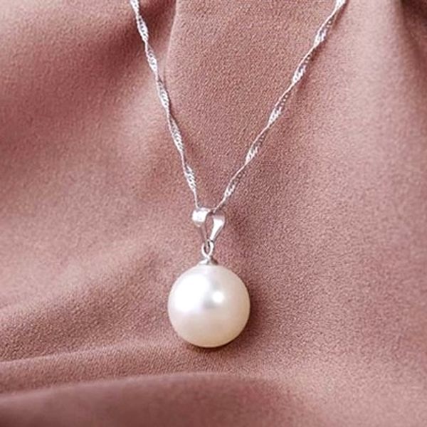 

vintage love wish pearl chain necklace shellhard white imitation pearl necklace oyster drop pendant necklace for women jewelry, Silver