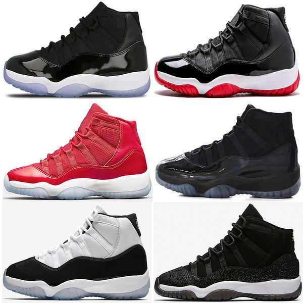 

new arrival 11 prom night blackout men women basketball shoes concord bred black gamma blue gym red chicago space jam 45 sports sneakers