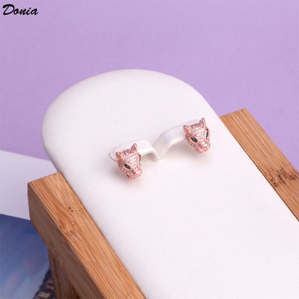 

donia jewelry earrings fashion green eye leopard hand inlaid zircon european and american creative silver needle earrings for men and wo, Golden