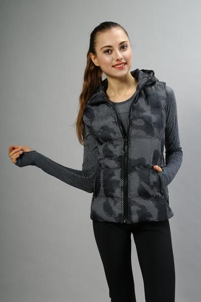 

eshtanga woman vest waterproof winter vest sleeveless waistcoat outdoor down jacket keep warm coat with hood, Gray;blue