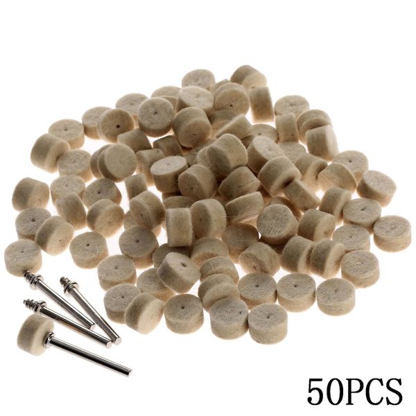 

50pcs wool felt polishing buffing wheel grinding polishing pad+2pcs 3.2 mm shanks for dremel rotary tool dremel accessories