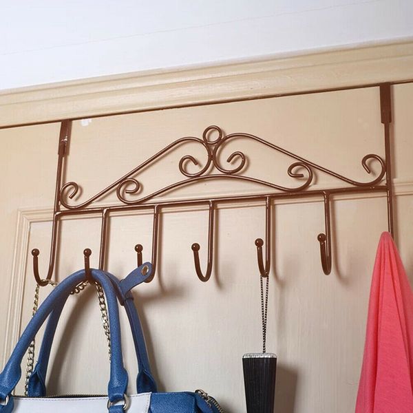 

iron over door hanger bag towel coat clothes hat 5-hook bathroom rack holder san