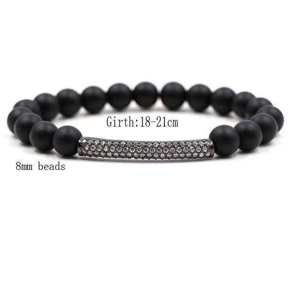 

2019 popular jewelry advanced blue pine stone beads bracelet bangle micro inset zircon alloy column lady elastic bracelet gift, Black