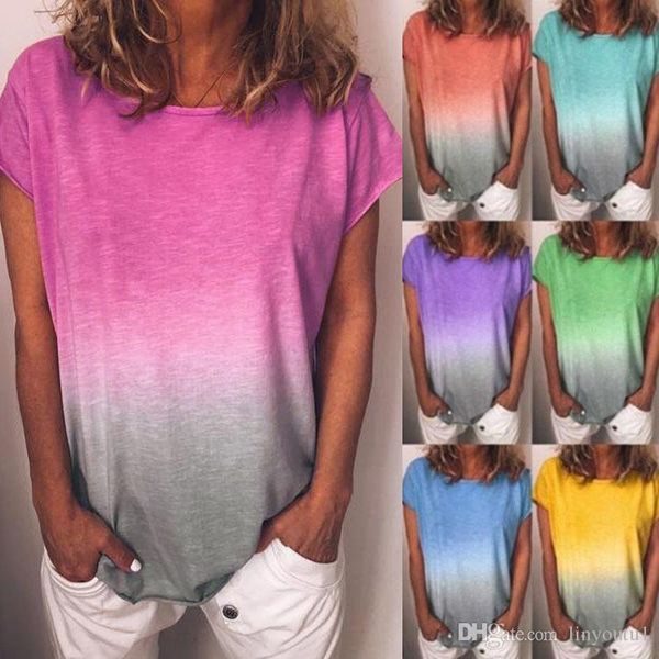 

5xl rainbow gradient t shirt women 2019 summer short sleeve o neck tshirt loose plus size ladies t-shirt mujer 5xl, White