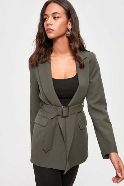 

trendyol belt detail jacket twoaw20ce0340, Black;brown