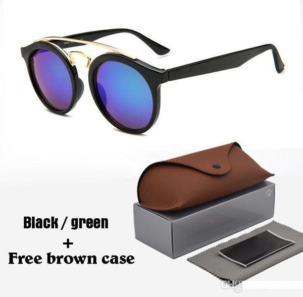 

6 colors brand designer round sunglasses for men women cat eye sun glasses uv400 lens with brown case and box, White;black