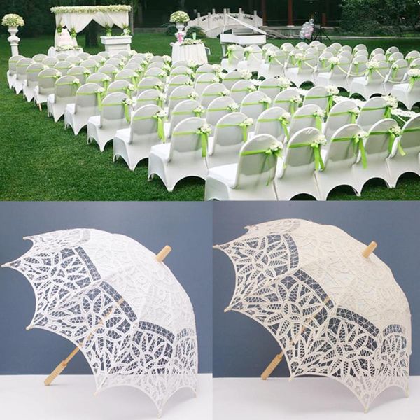 

new ivory white wedding umbrella pure cotton lace embroidery bridal umbrella white beige sun parasol prop decoration