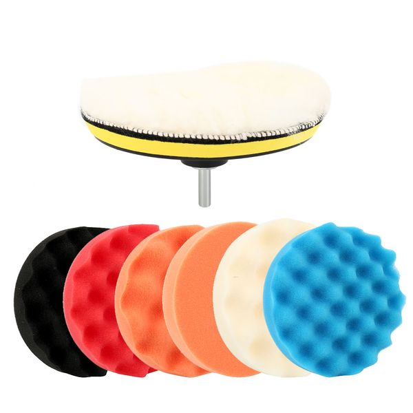 

8pcs 6"/7" car polishing pad set polishing sponge waxing buffing pads drill set kit car wheel polisher