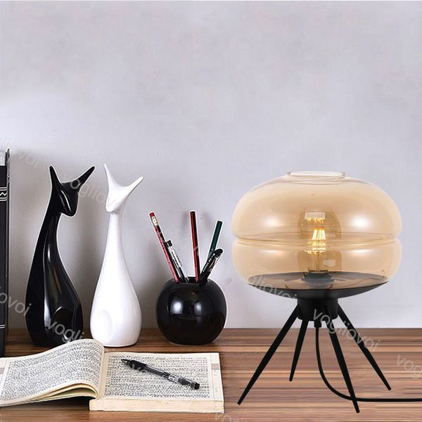 

table lamps ufo europe e27 glass metal desk light amber gray color shades office desk lamps decor for bedroom table light dhl