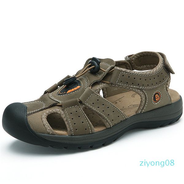 

men's sandals brand genuine leather shoes summer new large size men sandals fashion and slippers zz8 zz8, Black