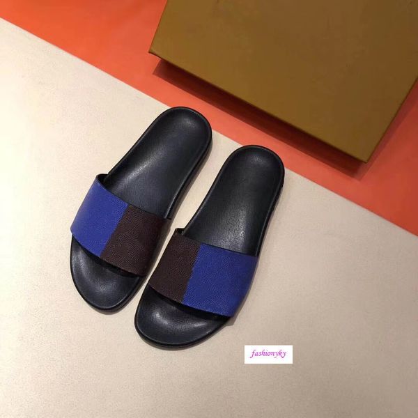 

summer new waterfront mule slippers flat designer shoes slippers flexible rubber couple slippers with boxs, Black