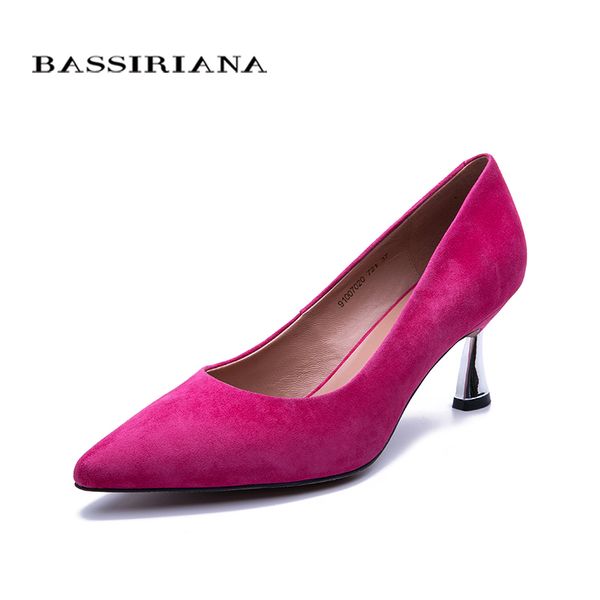 

bassiriana new high heels pumps for woman basic model office&career pointed toe genuine leather pink 35-40 ing, Black;white