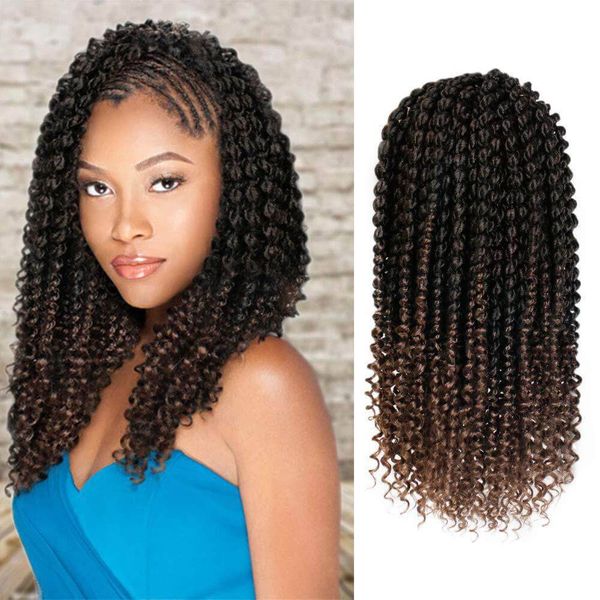 

spring ress hair with water weave synthetic curly in pre twist 18inch tress water wave hair bulks fashion ombre passion twist, Black