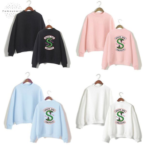 

riverdale pullover side serpents hoodie sweatshirts southside funny cartoon print women hooded pullovertracksuit female south hood, Black