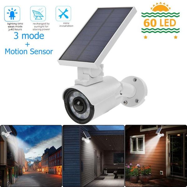 

датчик движения led солнечный свет стены 800lm ip66 водонепроницаемый светильник камеры наблюдения бра открытый безопасности сад патио лампы