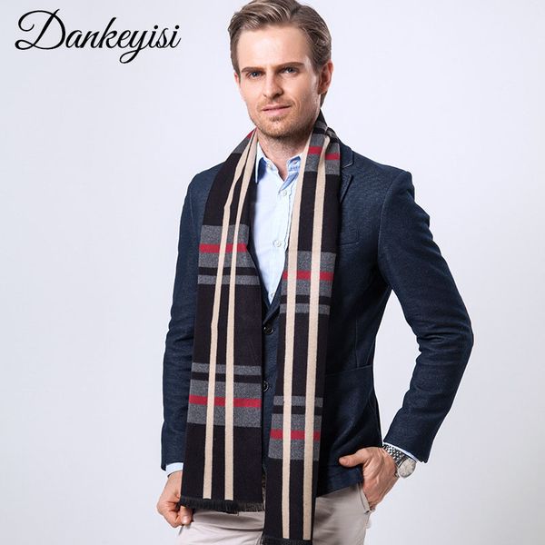 

dankeyisi brand winter scarf men warm scarves plaid bandana blanket scarf fashion long male shawls bussiness casual scarves, Blue;gray