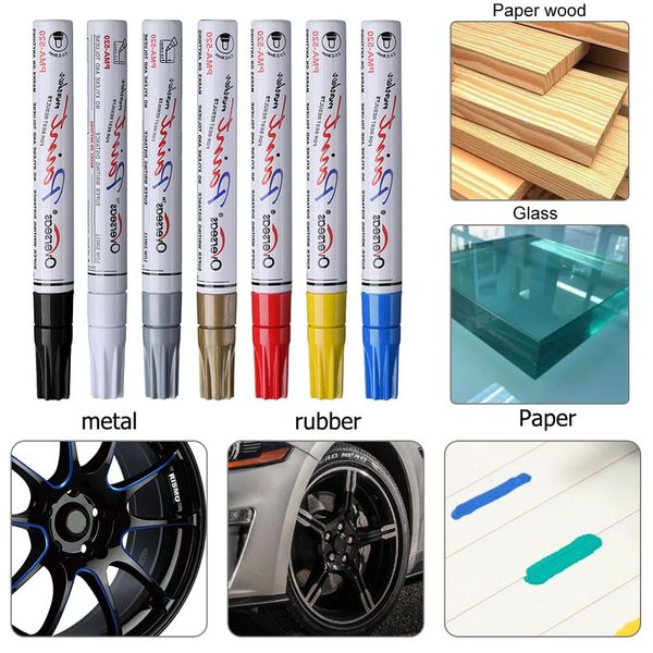 

7colors universal waterproof permanent paint marker pen car tyre auto tire tread rubber painting marker graffiti oily pen
