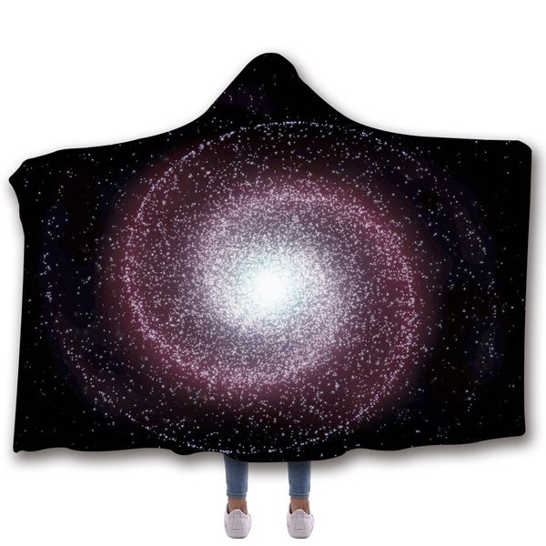 

galaxy hooded blanket for adults childs 3d printed plush soft fleece blanket wearable warm throw for home travel picnic