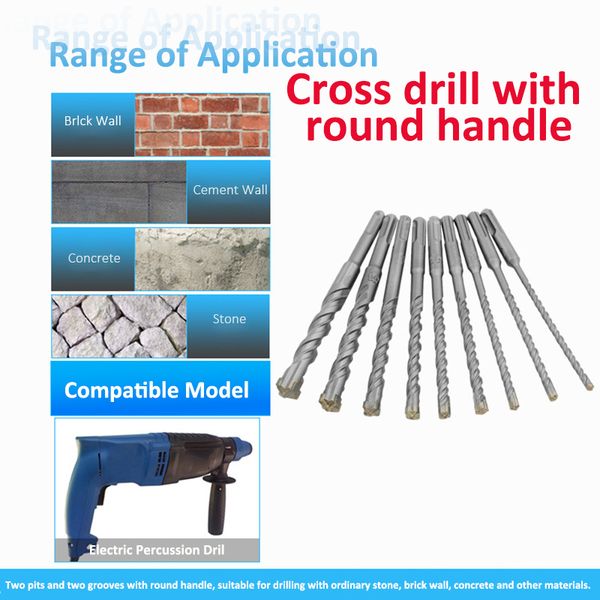 

9 шт./компл. твердосплавная круглая ручка крестовое сверло две ямы слоты настенное отверстие бетон сверление аксессуары электроинструмент