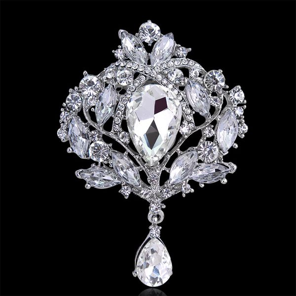 

2019 new rhine tone cry tal brooch hollow out collar pin ilver plated flower jewelry gift for women girl gold color