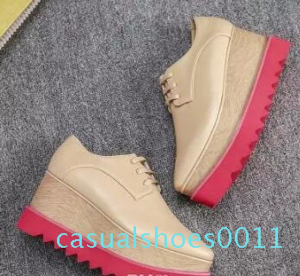 

new arrival italian brand stella shoes mccartney women causal women shoes stars wedges outsole platform genuine leather c11, Black