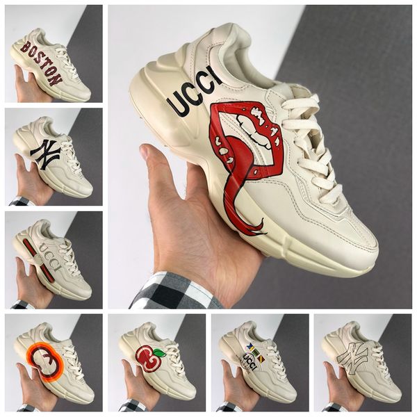 

new rhyton sneaker vintage low sneakers mens shoes dad shoes luxury rhytons ace sneaker sports tripler womens trainers baskets size 45, White;red