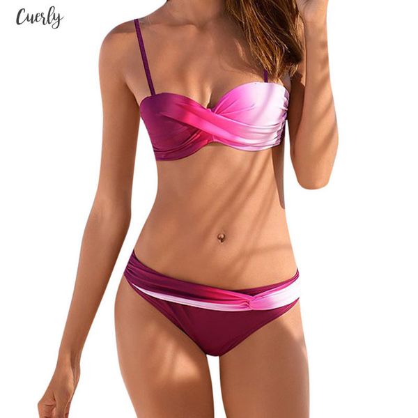

women swimwear beachwear gradient print 2 pieces bikini swimsuit bathing suit 2020 brazilian bikini swimwear women 2.0, White;black
