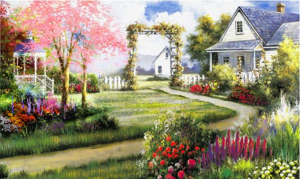 

thomas kincaid 1-42 beautiful spring home decor handpainted &hd print oil painting on canvas wall art canvas pictures 191115