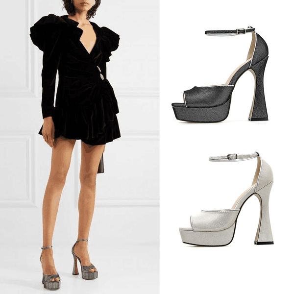 

women transparent sandals high heel slippers candy color open toes thick heel 13.5cm female slides summer shoes sandalias, Black