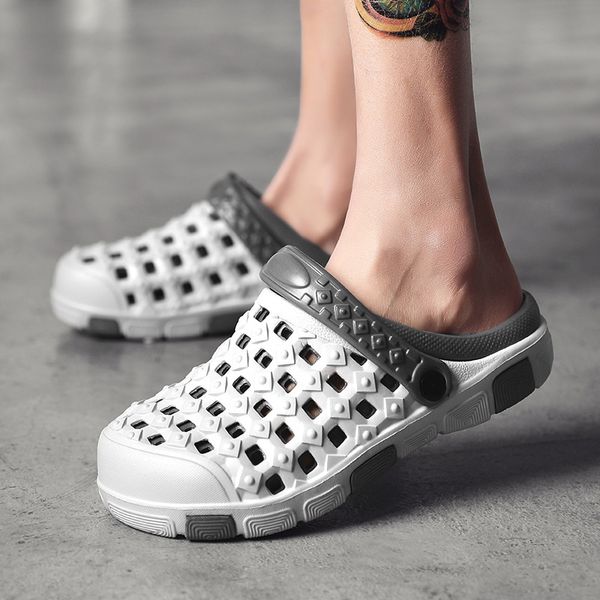

sand beach shoes men summer new casual slippers wearing non-slip soft bottom hole shoes personality sandal tide wholesale, Black