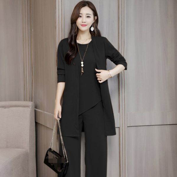 

two piece dress plus size 5xl autumn woman's and pants three pieces sets o-neck full sleeve loose pullovers aq142, White