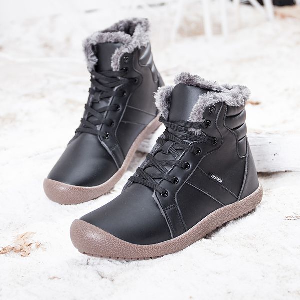

cimim brand super warm mens winter boots rubber antiskid ankle waterproof boots men shoes plus size leather snow, Black