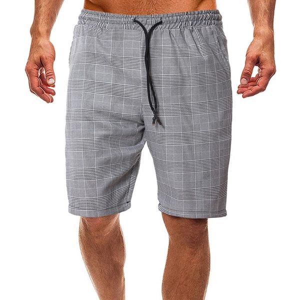 

mens plaid printed shorts elastic waist drawstring fitness slim gym sports short pants men camo summer male shorts pants l0320, White;black
