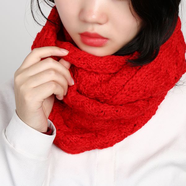

2019 winter cable ring scarf women knitting infinity scarves knitted wool warm neck circle collar scarf bufandas cuello