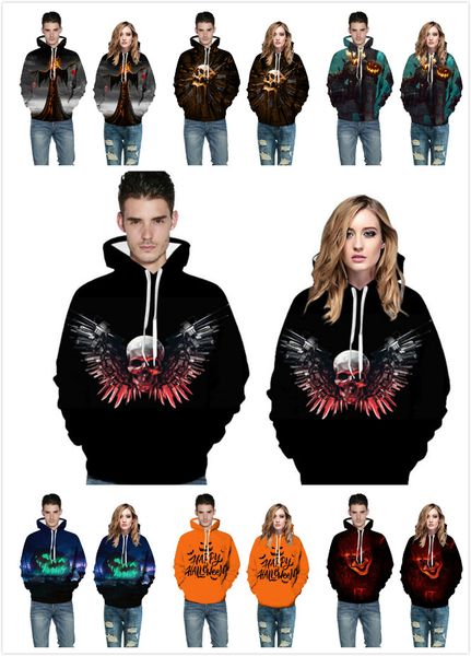 

halloween 3d printing men women designer hoodie 5x large sizecotton hoodie personality fashion pumpkin witch devil halloween period costume, Black