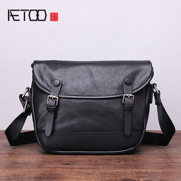 

aetoo men's leather shoulder bag, stylish head leather slant bag, casual sports bag