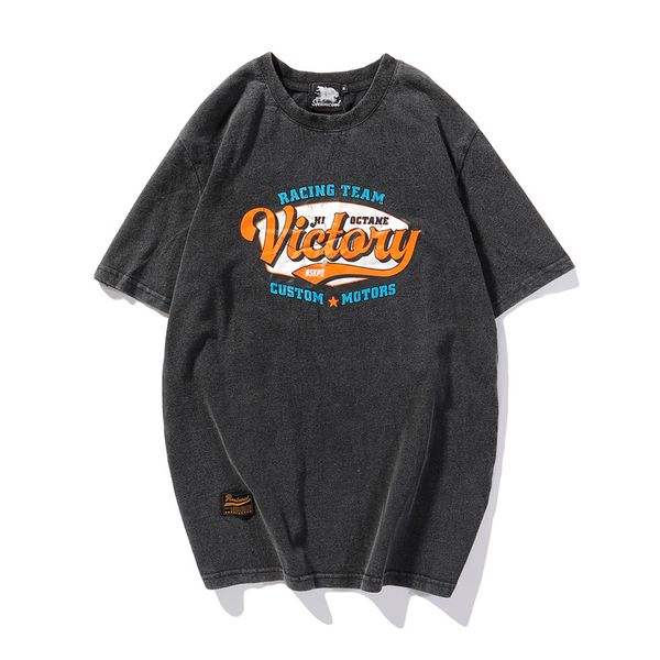 

2020 new men's clothing designer high-quality cotton t-shirt tide brand summer round neck wash water old retro t-shirt base shirt, White;black