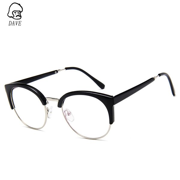 

dave brand half frame metal glasses frame women retro cat eye glasses female round optical, Black