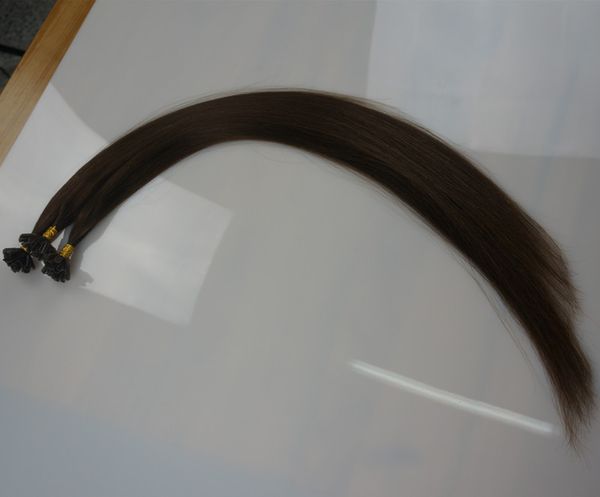 

top grade 0.9 g/s 200st 180gr one pack 14" - 24" 100% человеческие волосы черный цвет ногтей u наконечник в наращивание волос remy indian be, Black