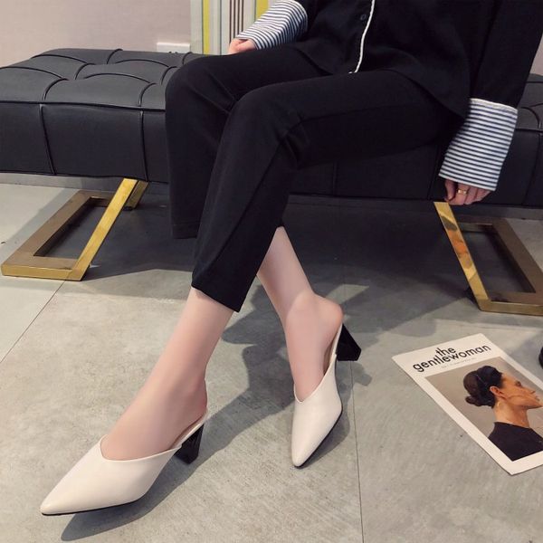 

outside low wedges women closed toe slippers spring autumm solid slides concise women shoes, Black