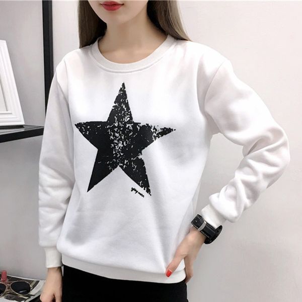 

2018 women star pattern hoodies long sleeve women hoodies harajuku sweatshirt, Black