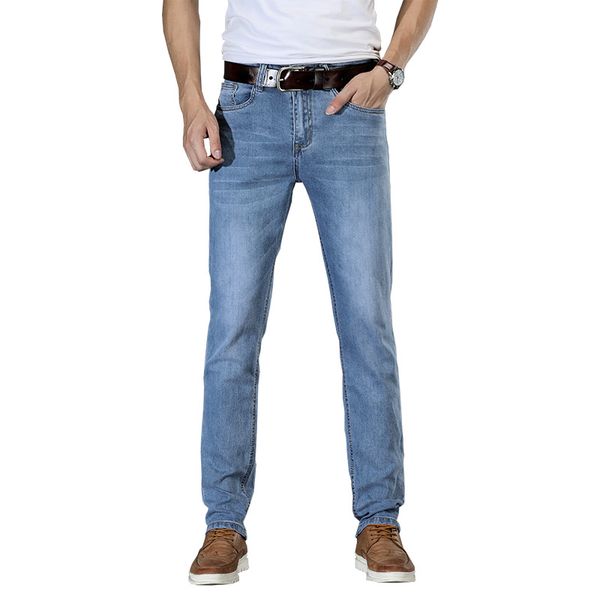 

spring slim fit jeans elasticity korean-style fashion straight-leg pants teenager trend cowboy long pants, Blue