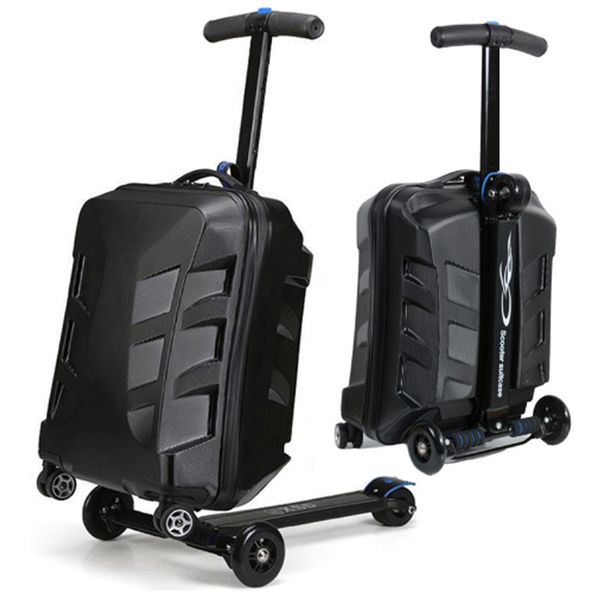 

cool 21 inches fashion boy skateboard suitcase men trolley travel bag extrusion students business rolling luggage boarding box