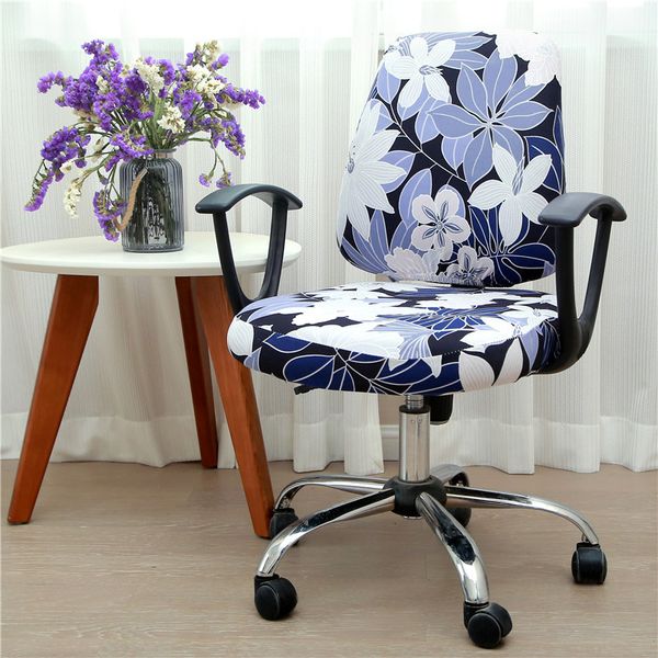 

flower printing office split chair cover rotating removable high elastic chair seat cover modern slipcover housse de chaise new