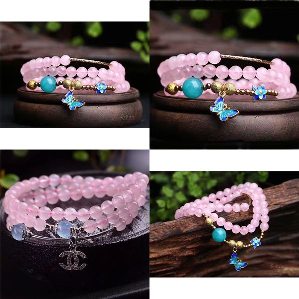

beaded jewelry crystal natural powder bracelet lotus stone circle multi-storey hand string woman fund hand ornaments beaded bracelets, Black