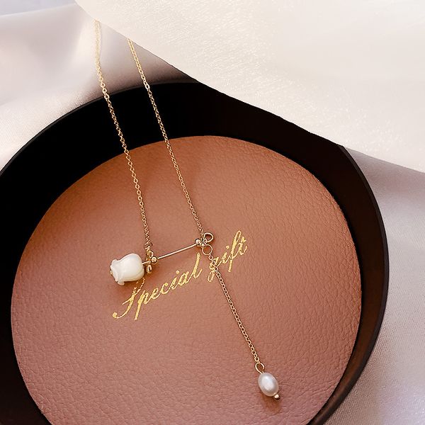 

pendant necklaces design fashion jewelery a rose clavicle chain for woman 2021 trendy simple necklace holiday, Silver