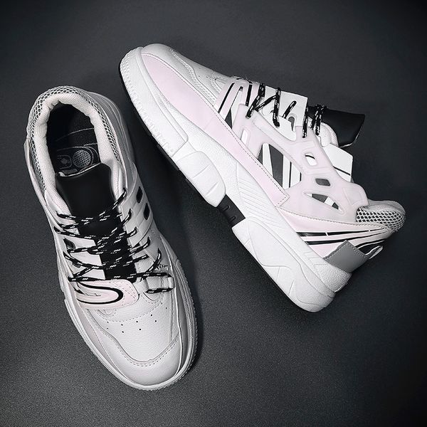 

explosion models 2019 spring super fire men's shoes fashion trend shoes wild color tie comfortable personality tide, Black
